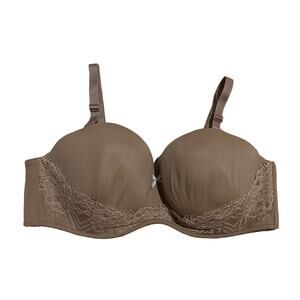 Cacique Dark Tan Brown Multi Way Boost Strapless Bra Convertible 44C New NWOT